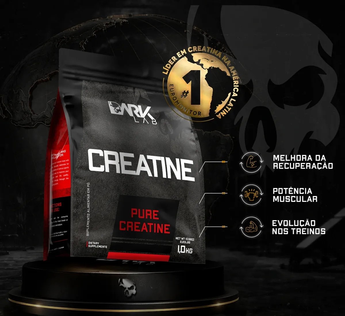 Creatina Monohidratada Pura 1kg Dark Lab Unidade Sem sabor