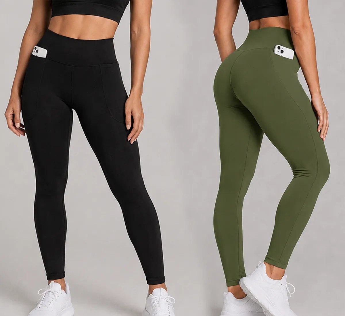 Kit 2 Calças Legging Feminina Grossa Cintura Alta Com Bolso