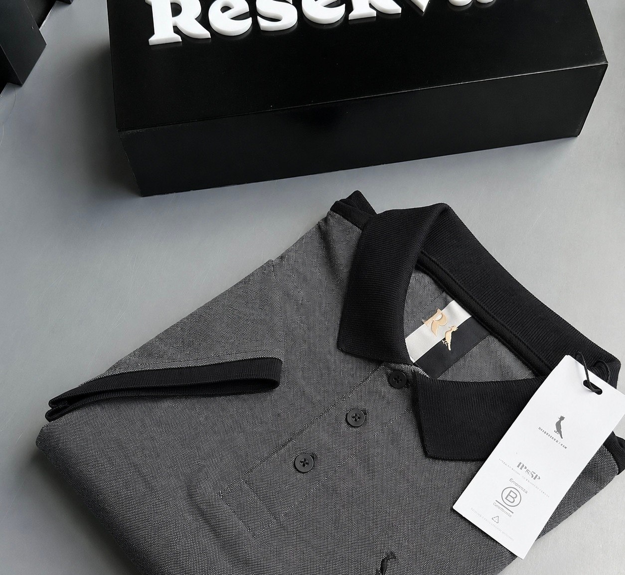 Polo Slim Piquet Denim Reserva