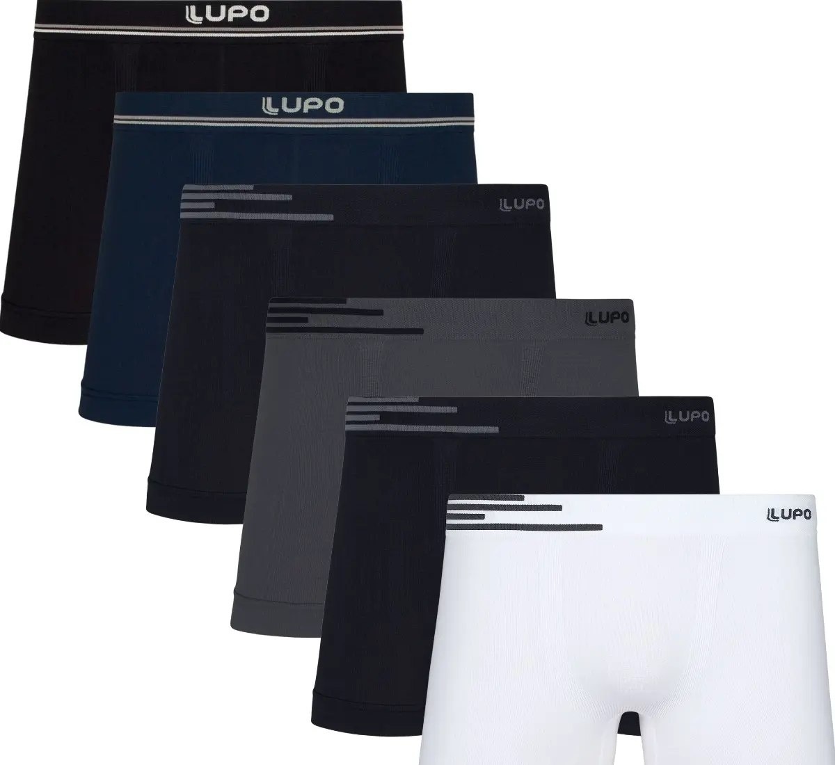 Kit 6 Cuecas Lupo Boxer Box Sem Costura Basic Microfibra