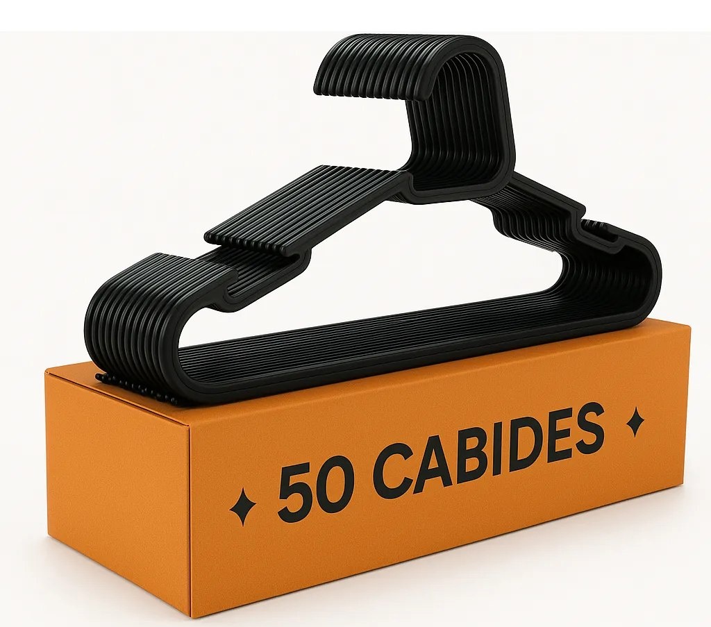 Kit 50 Cabide Adulto Preto Reforçado