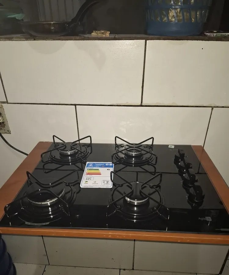 Cooktop 4 Bocas Atlas Agile Up Mesa Vidro Mega Chama Bivolt