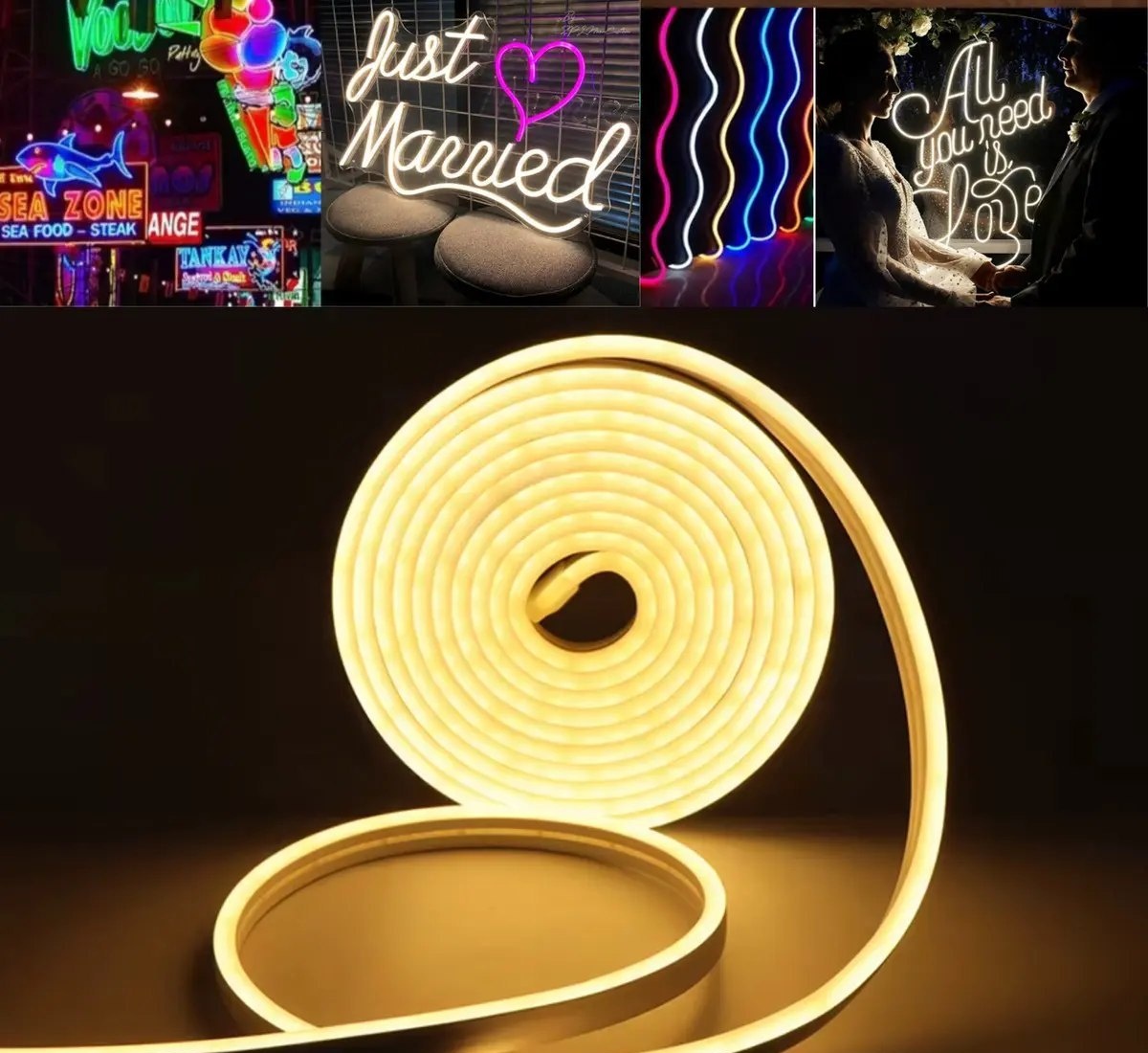 Fita LED Neon Flexível VLX 3528 120LED 5 Metros Branco Quente 3000K IP65
