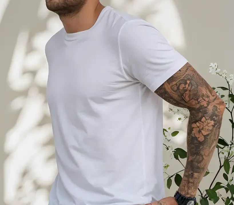 Camiseta Básica Masculina Algodão Slim Blusa Premium Lisa