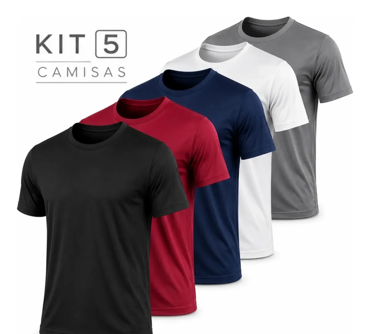 Kit 5 Camisetas Básicas Masculina Dry Fit Lisa Tradicional