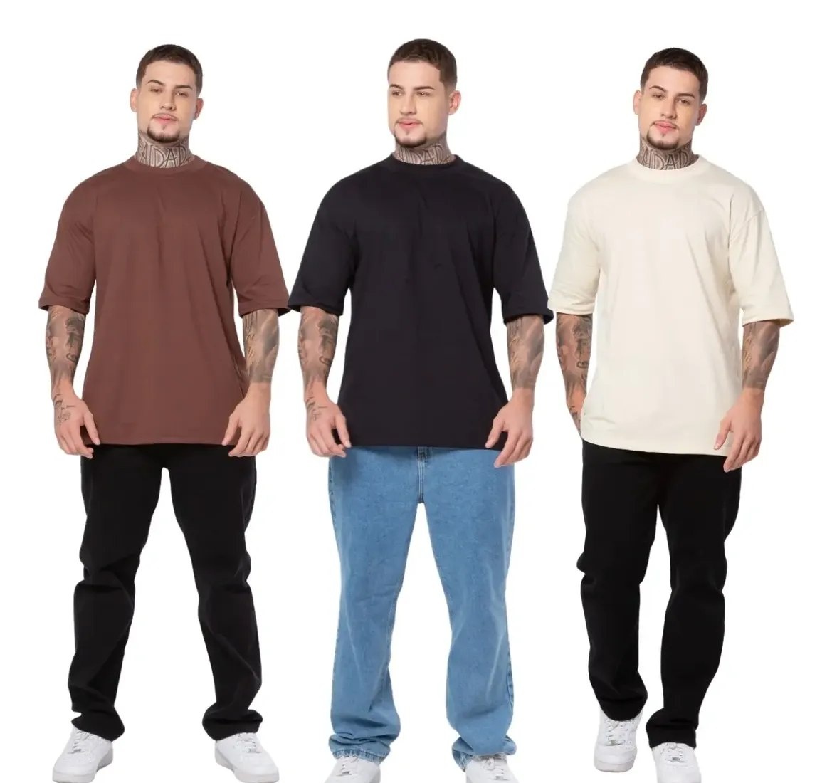 Kit 3 Camisetas Oversized Streetwear Premium Algodão