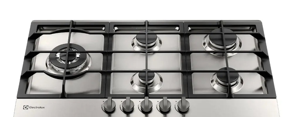 Cooktop 5 Bocas Electrolux À Gás Experience Inox Com tripla chama e grades de ferro fundido Ke9dx
