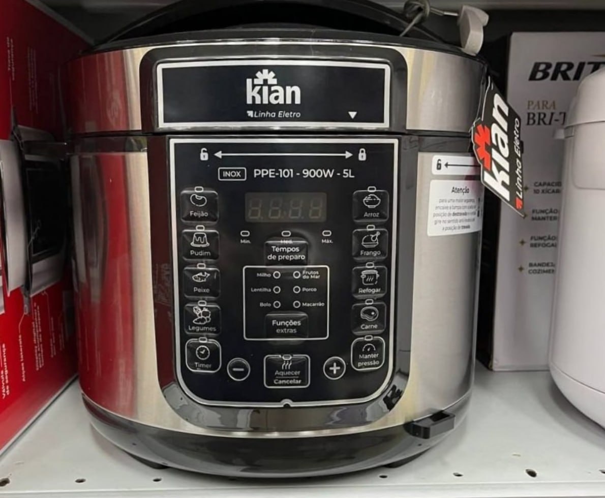 Panela De Pressão Elétrica 5 Litros Kian Inox