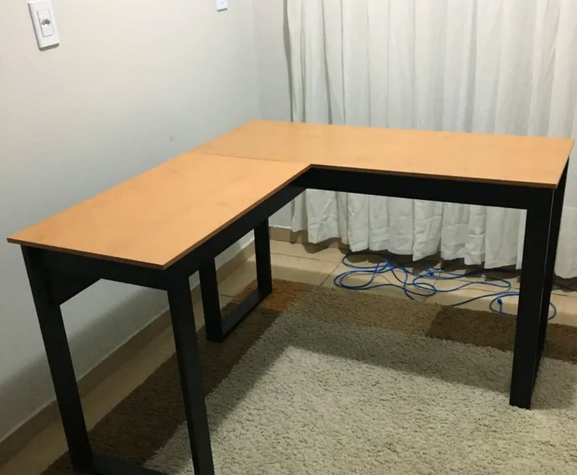 Escrivaninha Industrial Berlim Em L, MDF, Cor Canela
