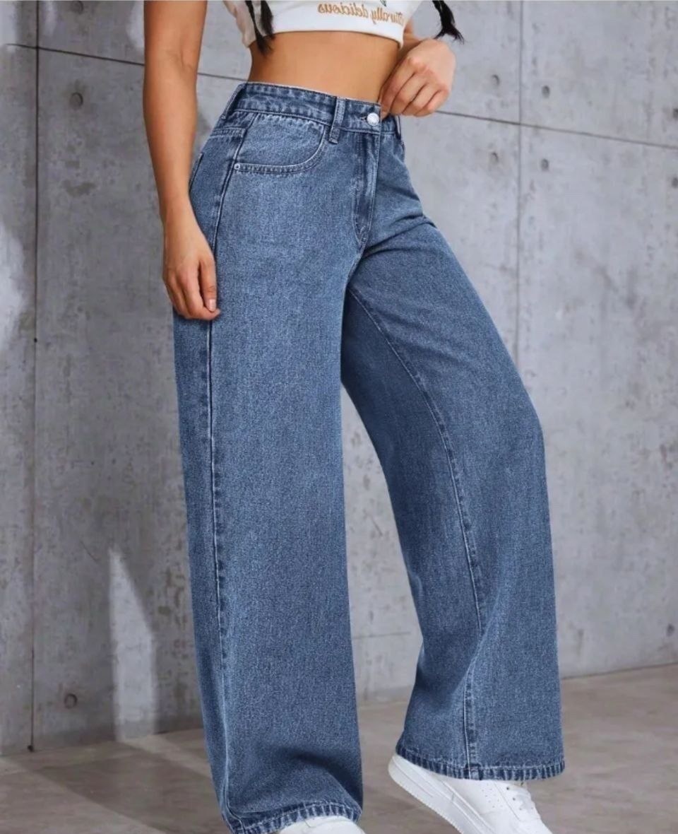 Calça Jeans Wide Leg Cintura Alta Pantalona 3 cores