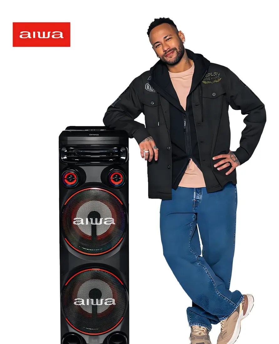 Torre de Som AIWA T2W-02 2300W 2Woofers10 Bluetooth RGB USB FM DJ