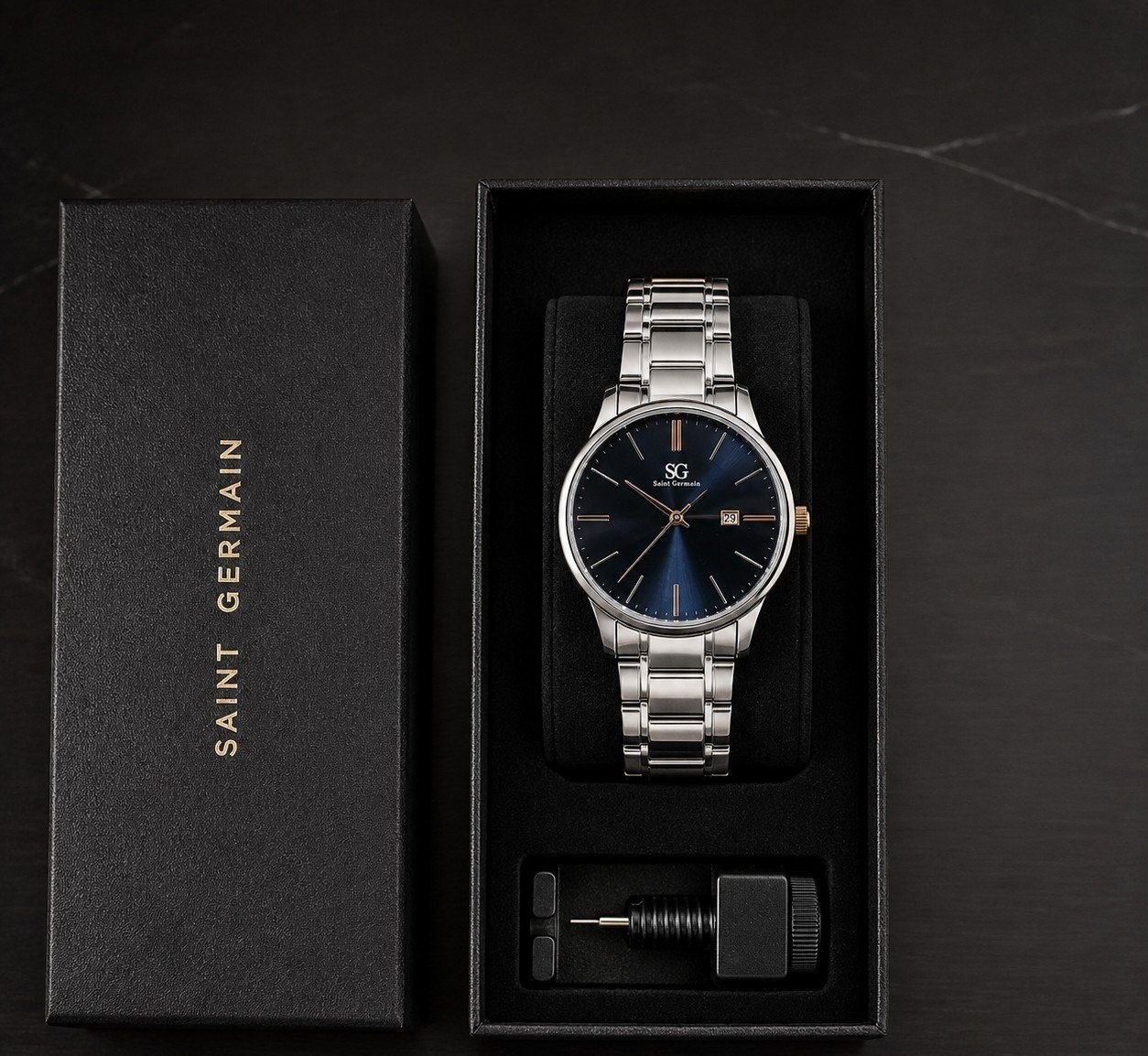 Relógio Masculino Clássico Pulseira Prata Correia Prateada Bisel