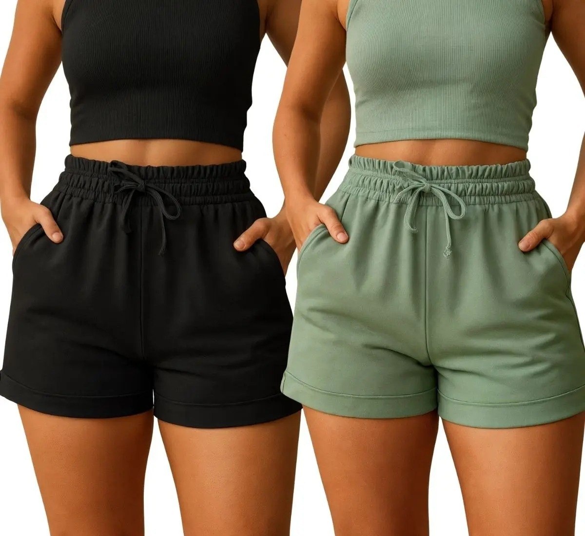 Kit 2 Short Moletom Feminino Bermuda Feminina Cintura Alta