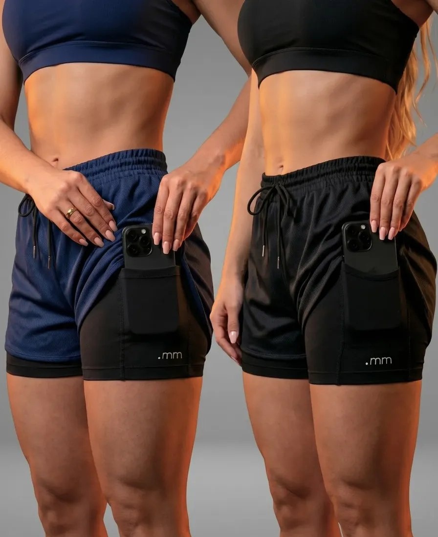 Kit 2 Short Duplo Compressão Fitness Bermuda Treino Feminino