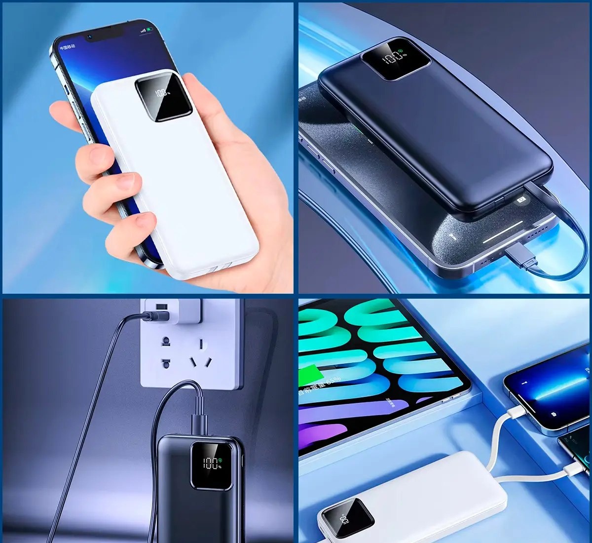 Carregador Portátil Power Bank Turbo 20000mah 22.5w universal para iphone samsung motorola xiaomi Com Display Digital DTimp