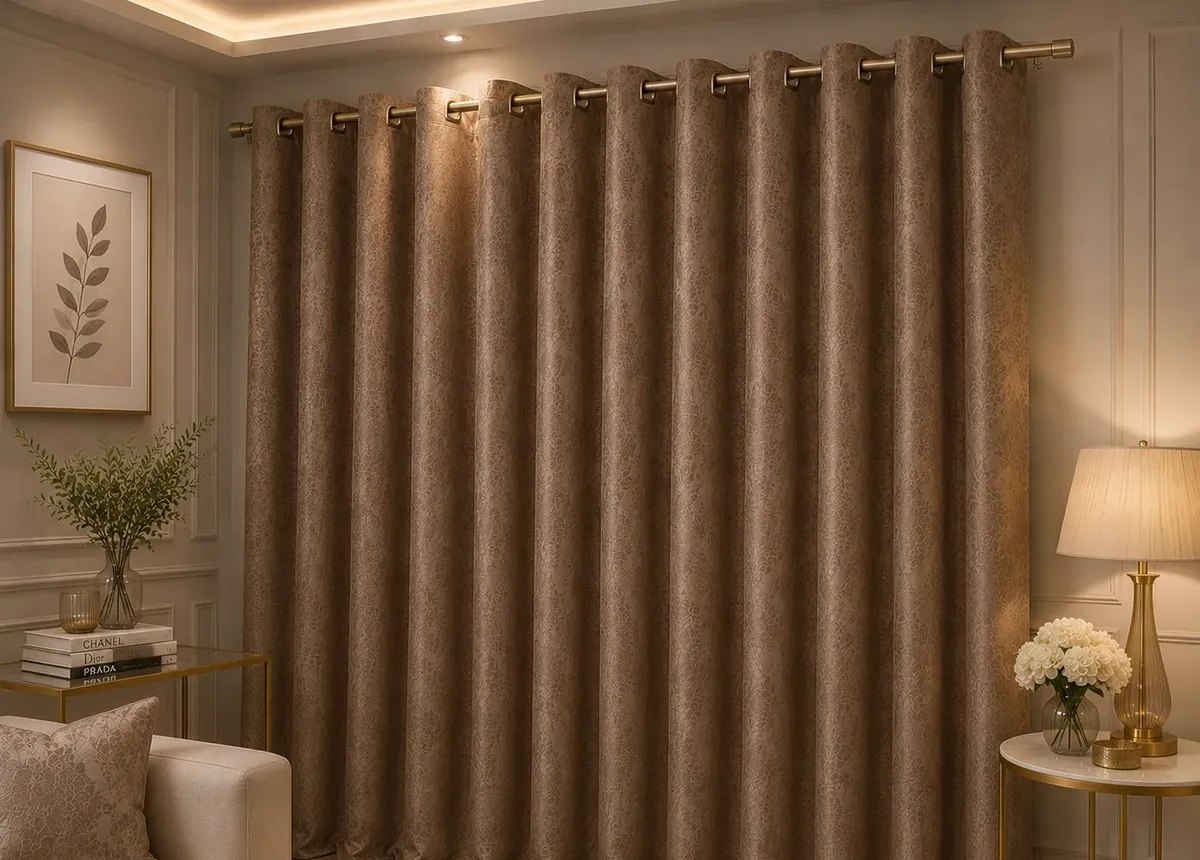Cortina Tecido Jacquard Inglês Ilhós 4,00x2,70 - Varão