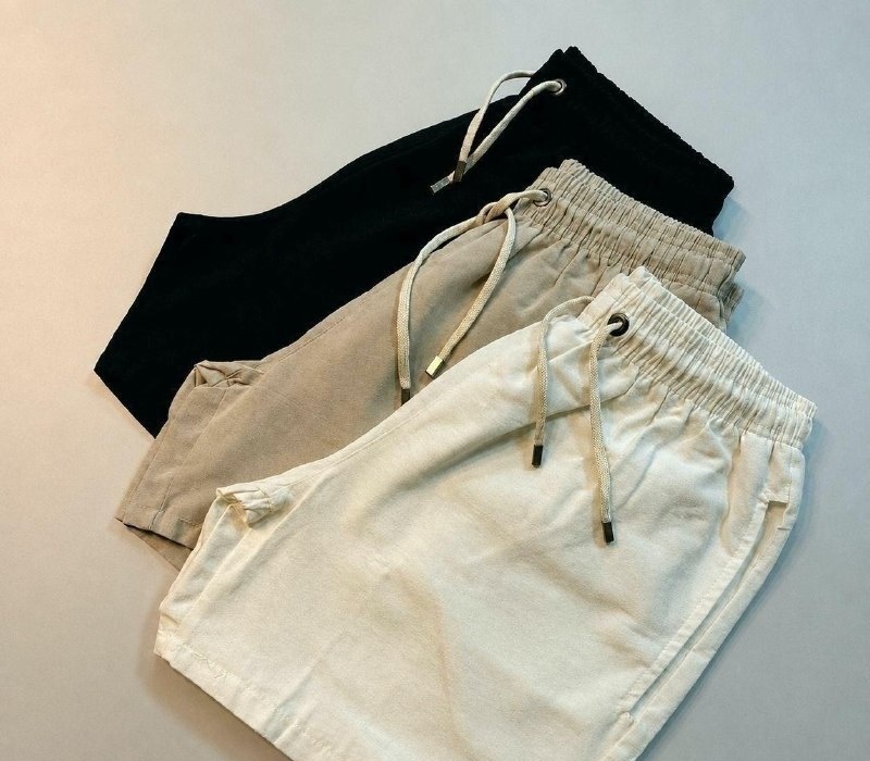 Kit com 3 Shorts de Linho