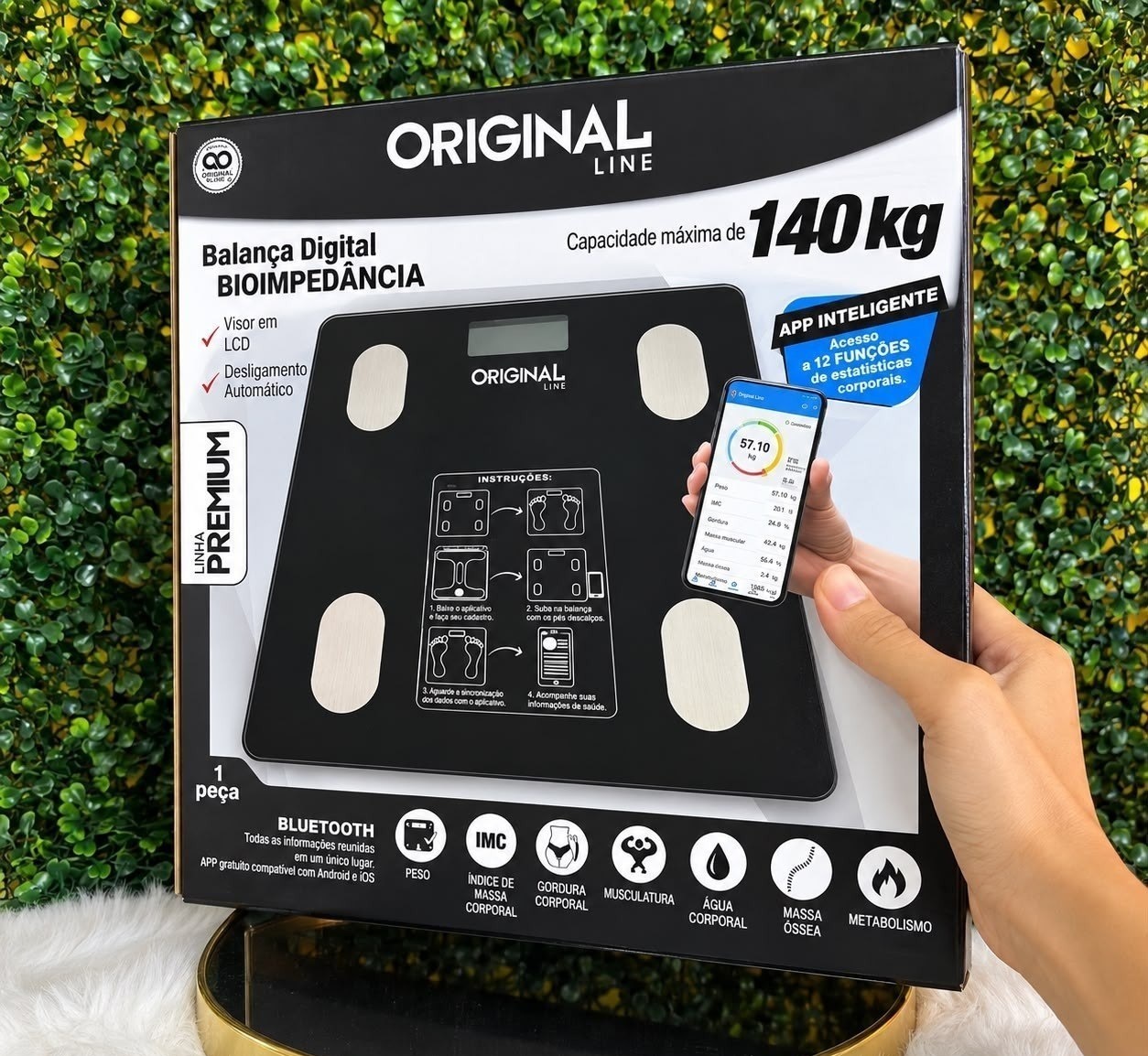 Balança Digital Corporal Bioimpedância - Aplicativo Bluetooth Relaxmedic