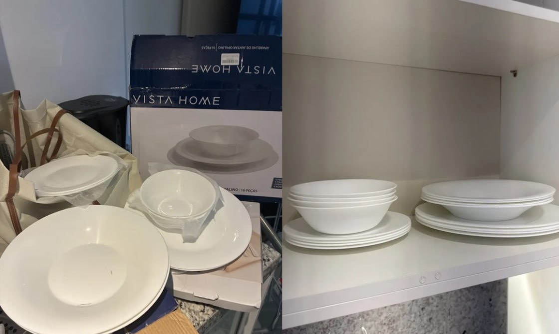 Aparelho Jogo Kit De Jantar 16 Peças Opalino Branco Pratos E Bowl