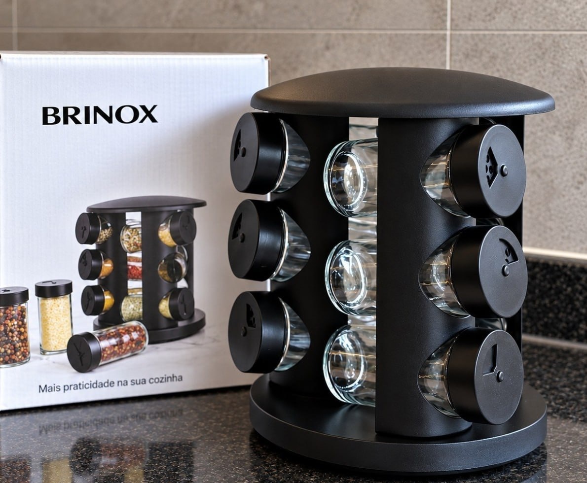 Porta Tempero De Vidro 10 Peças Brinox
