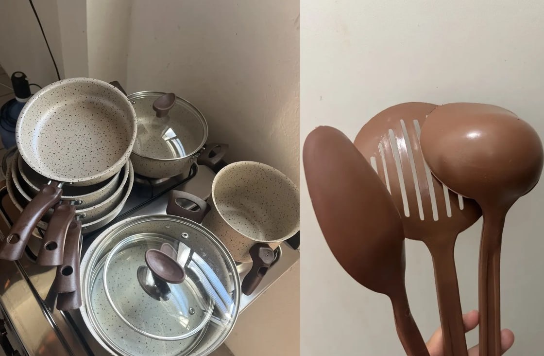 Conjunto Panelas Antiaderente 10 Peças Antiaderente Baunilha
