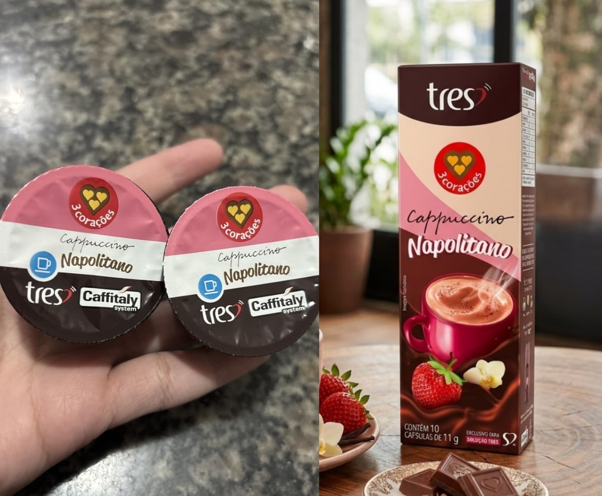 3 Corações Cápsula de Cappuccino Napolitano - 10 unid