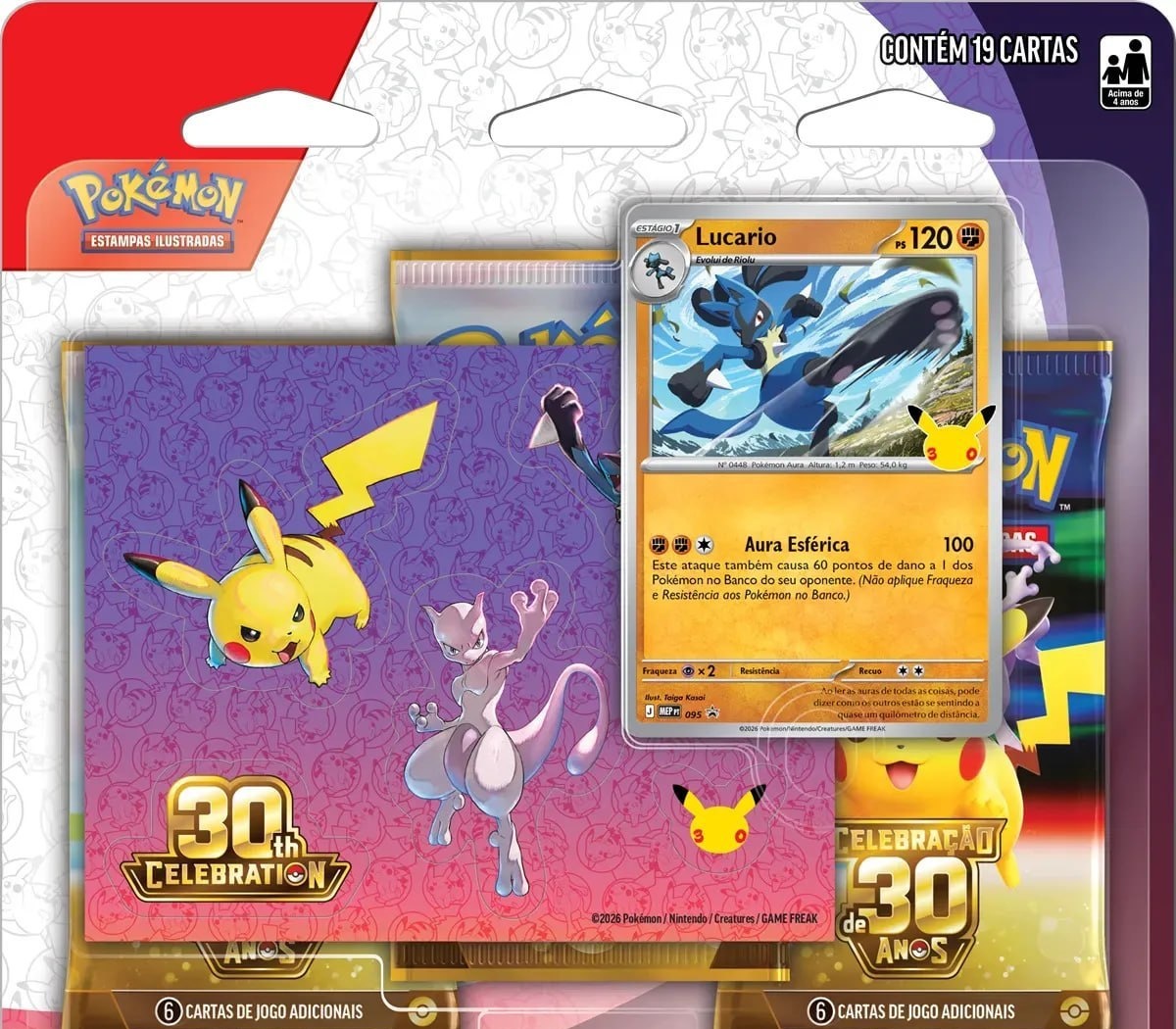 Pokémon Celebração de 30 anos  Blister Triplo com Adesivo Lucario