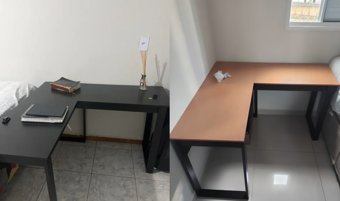 Escrivaninha Industrial Berlim Em L, MDF, 115x73x45cm 2 Cores