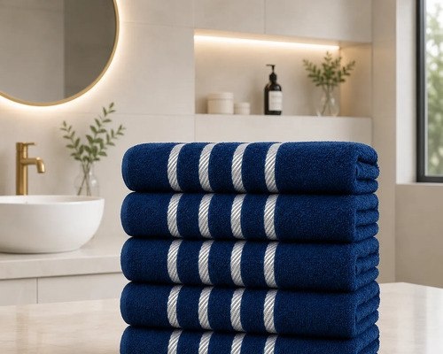 Kit 4 Toalhas Banho Grande 100 Algodão 67x130 Cor Azul