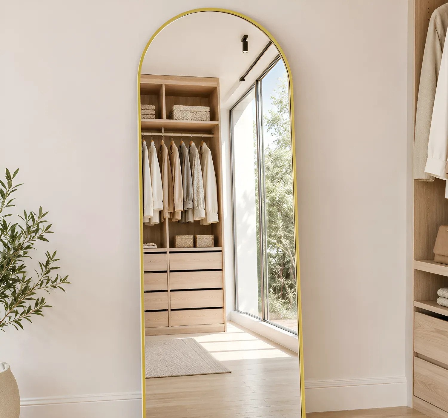 Espelho De Chão Corpo Inteiro Arco 16560cm Com Suporte U