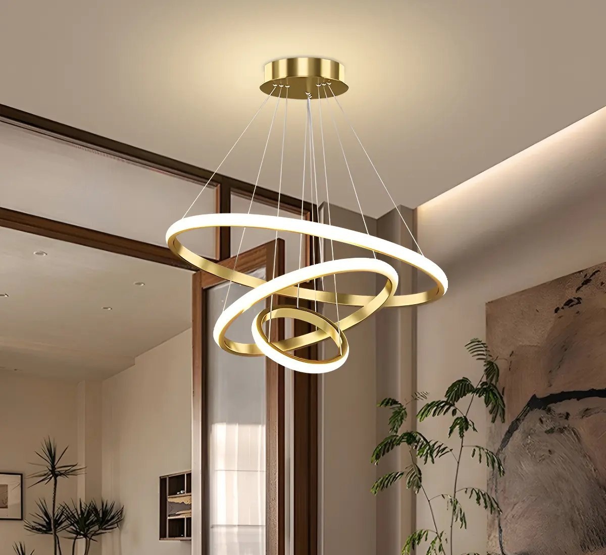 Lustre Led Sala Moderno 60w, 3 Arcos Pendente