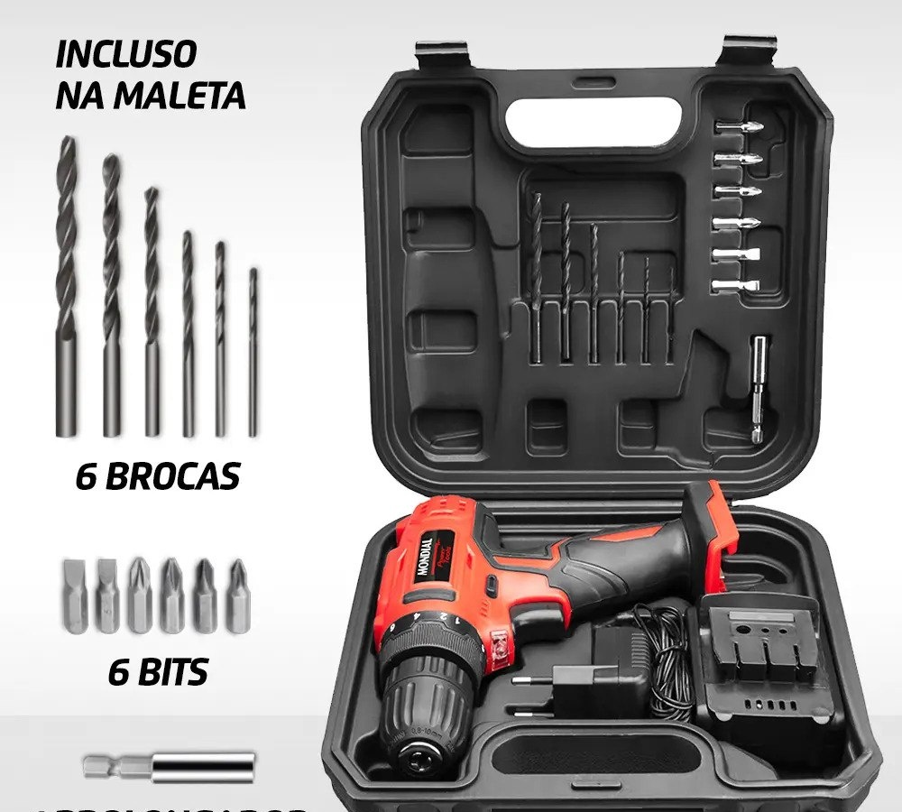 Furadeira e Parafusadeira à Bateria, Mondial, 12V - FPF-06M