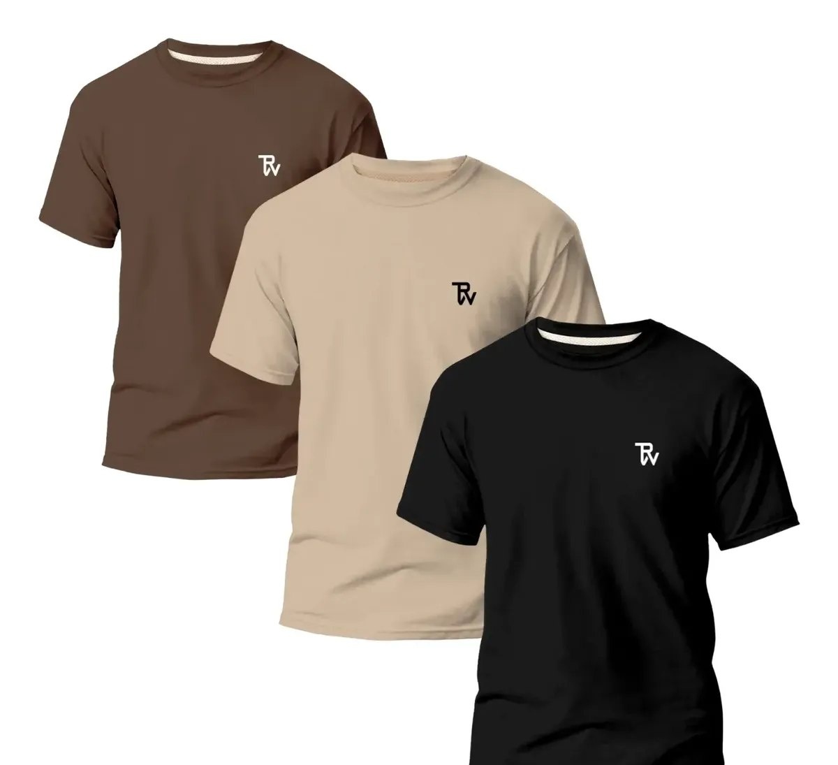 Kit 3 Camisetas Básicas Masculina Slim Algodão T01