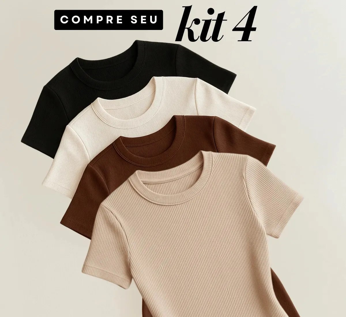 Kit 4 Blusas Feminina Ribana Canelado Estilosa Básica Casual