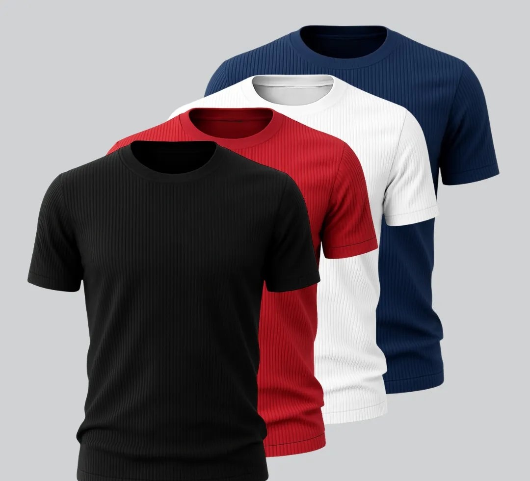 Kit 4 Camisetas Canelada Americana Masculina Ribana Premium