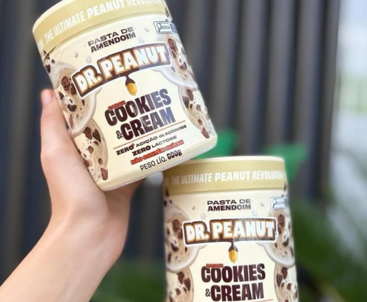 Pasta de Amendoim Dr. Peanut sabor Cookies  Cream de 600g