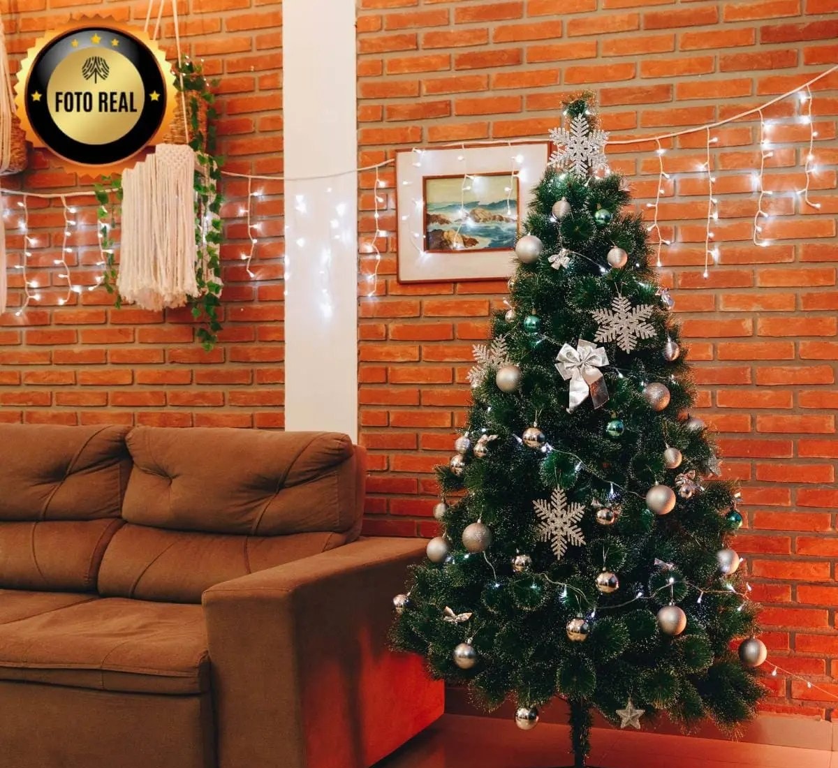 Árvore De Natal Pinheiro Neve 1,50m 260 Galhos Pom Pom Verde Com Pontas Nevada Grande Pinheiro Toque De Neve Cheia Luxo LuvinCo