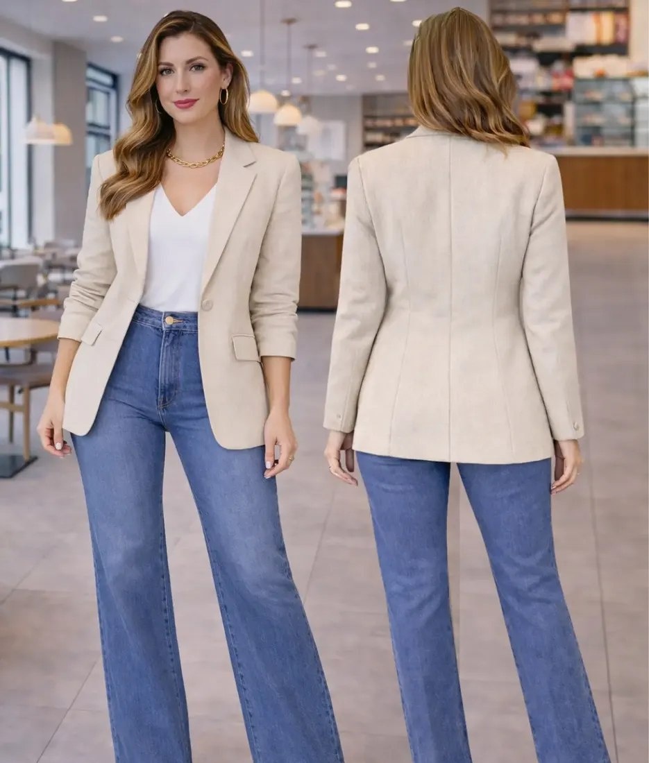 Blazer Terninho Social Alfaiataria Com Botão