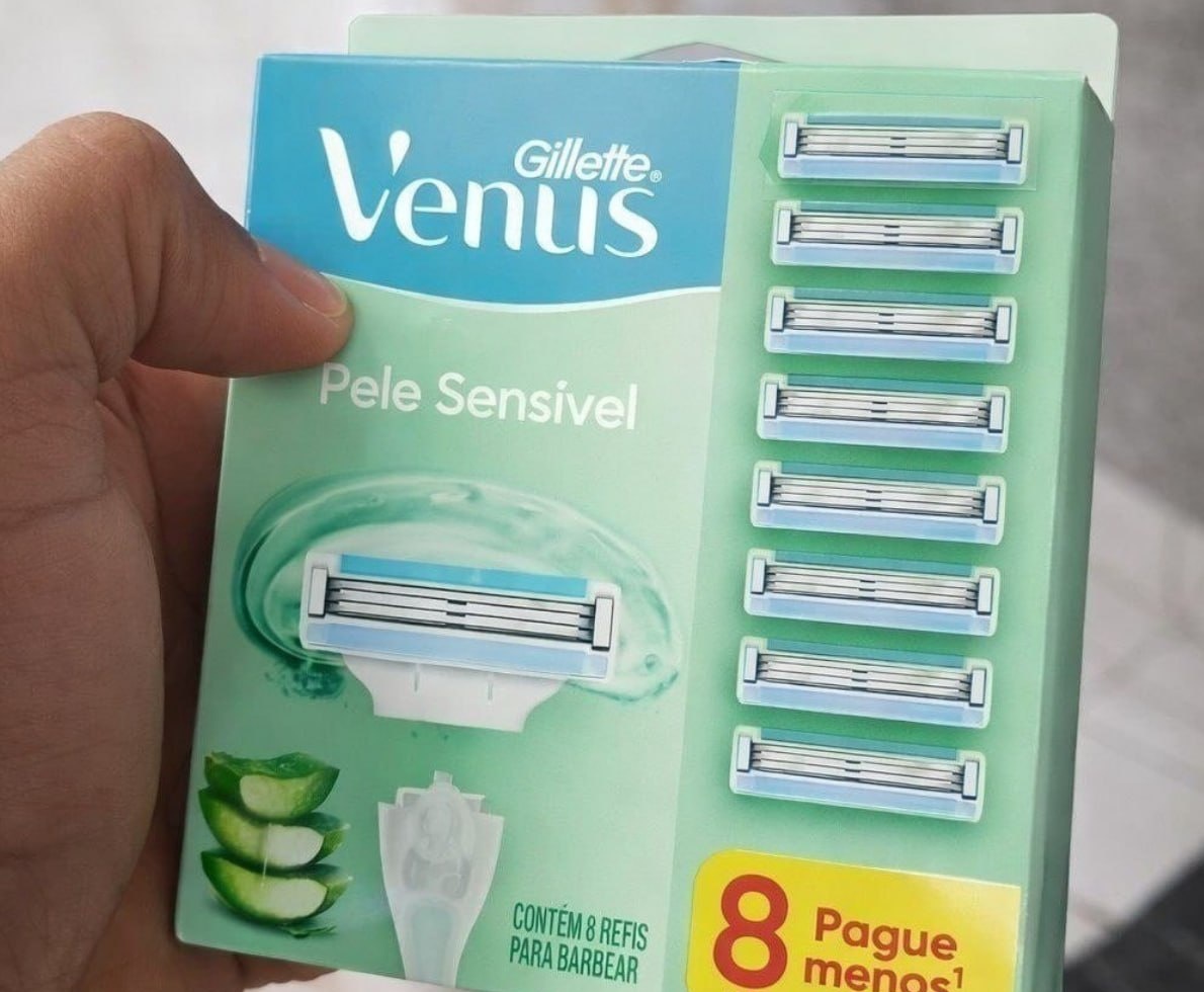 8 Uni. Carga Gillette Vênus Pele Sensível c Aloe Vera