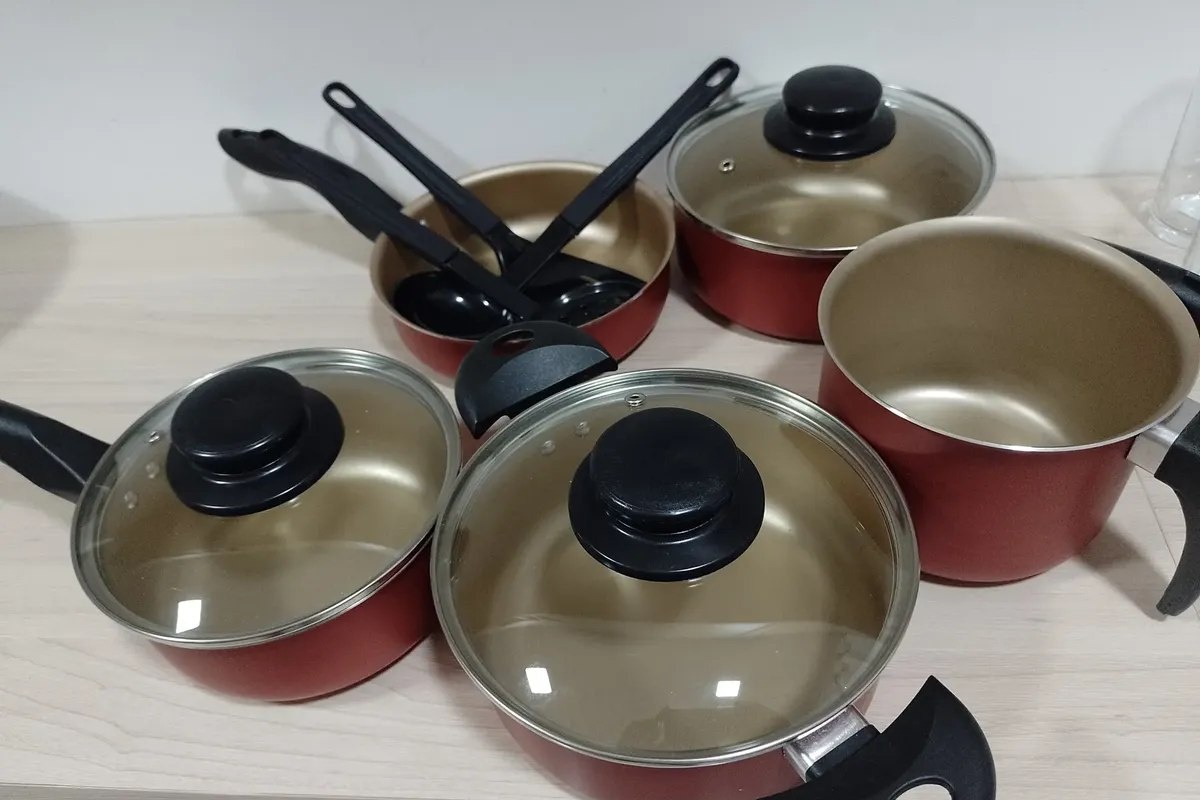 Jogo De Panelas Teflon Antiaderente 8 Peças Cereja