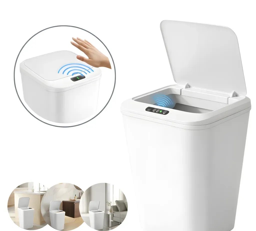 Lixeira De Sensor Cor Branco Recarregável Proximidade