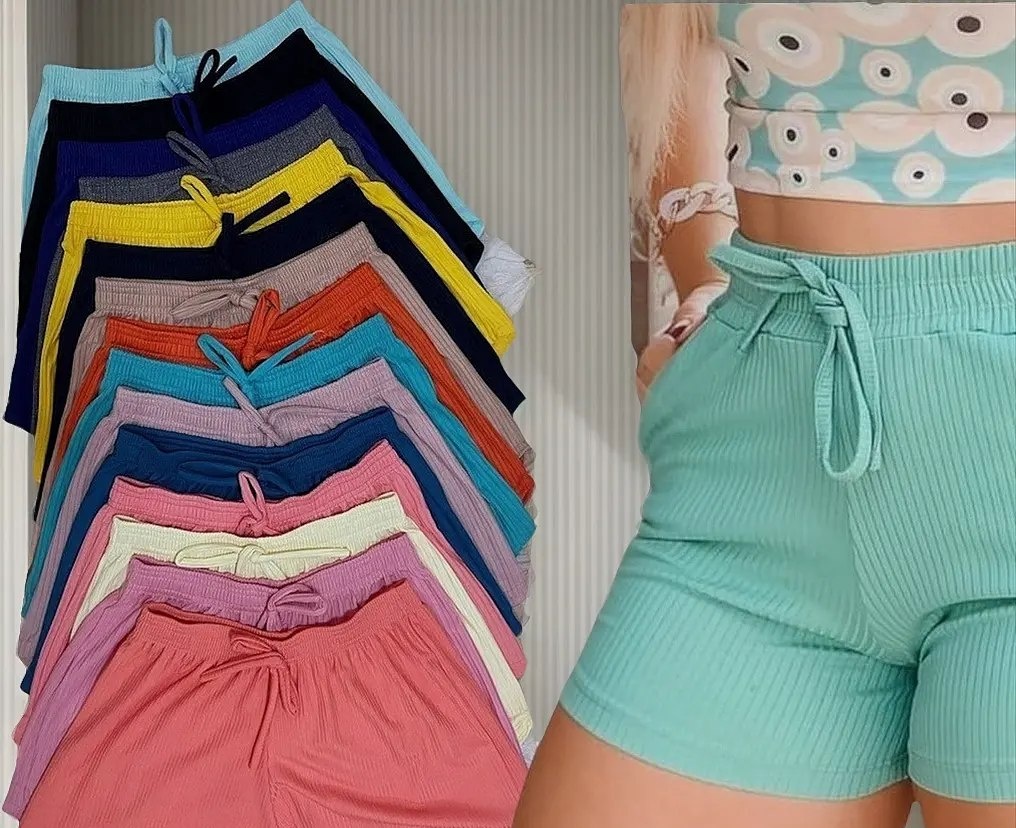 Kit 10 Shorts Shortinho Malha Canelado Atacado