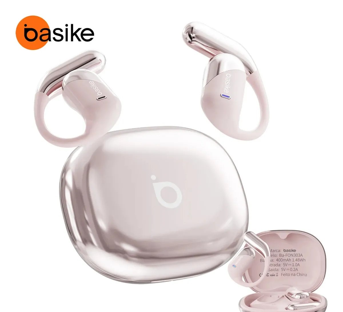 Fone de Ouvido Sem Fio Bluetooth 6.1 Esportivo OWS Com Ganchos Estéreo Hi-Fi