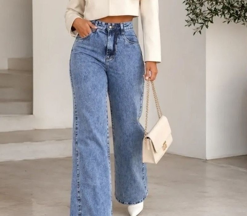 Calça Jeans Pantalona Wide Leg