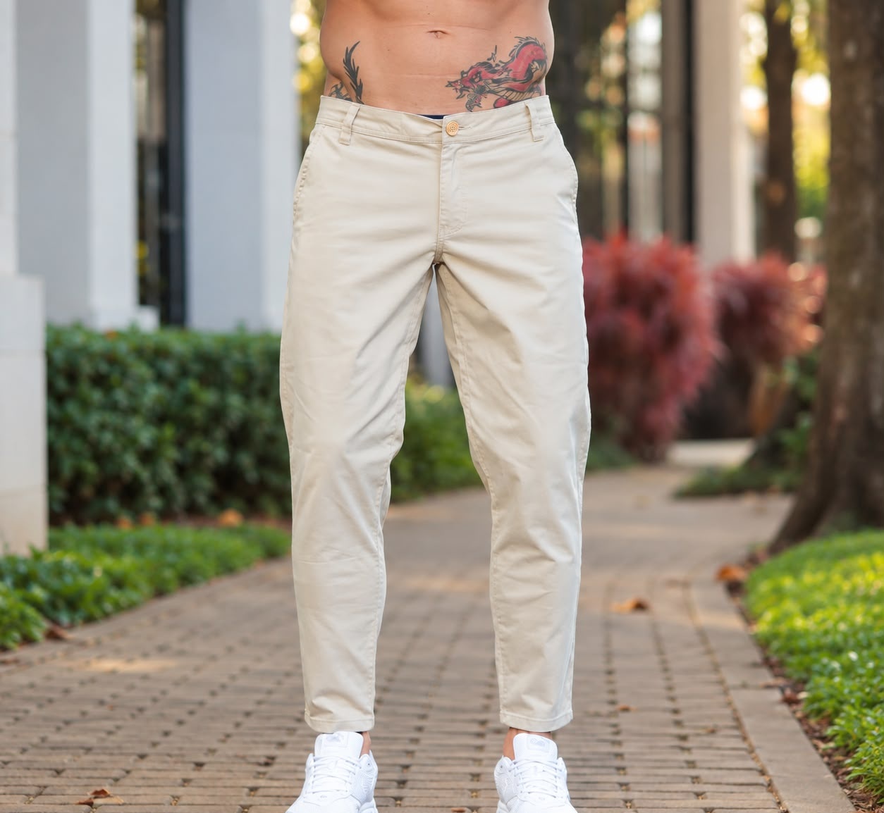 Calça Masculina Sarja Premium Esporte Fino Bolso Faca Lycra