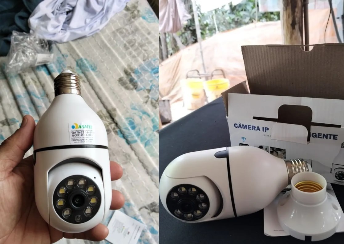 Kit com 2 Câmeras Lâmpada IP Wi-Fi 360