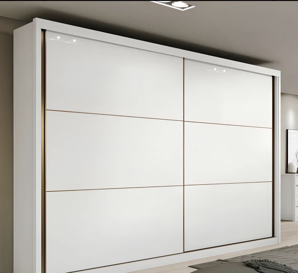 Guarda-roupa Casal MDF 2 Portas Corrediças Branco 6 Gavetas Móveis Lopas