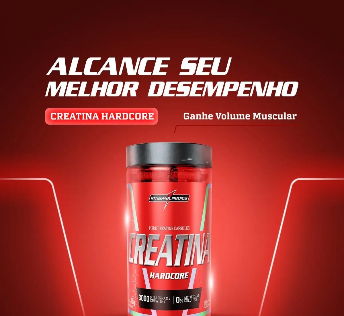 Integralmedica Creatina em Cápsulas Hardcore 100 Pura e Monohidratada - 120 Cápsulas