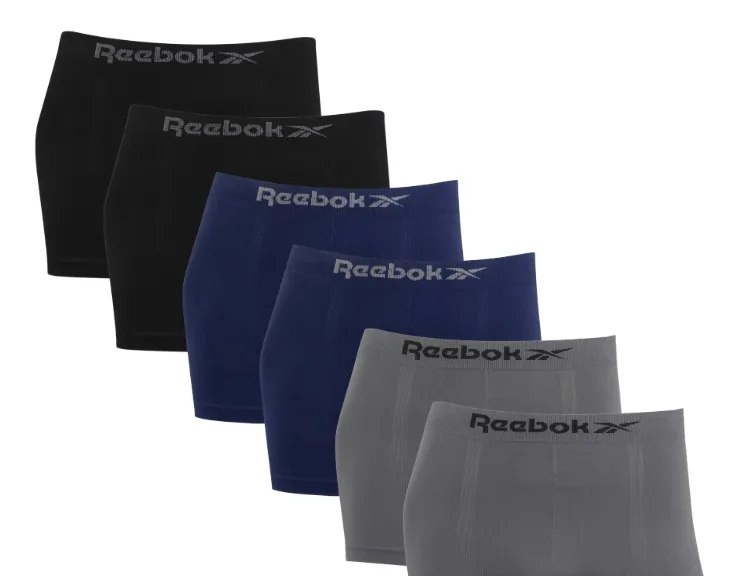 Kit 6 Cuecas Boxer Reebok Classic Microfibra Sem Costura