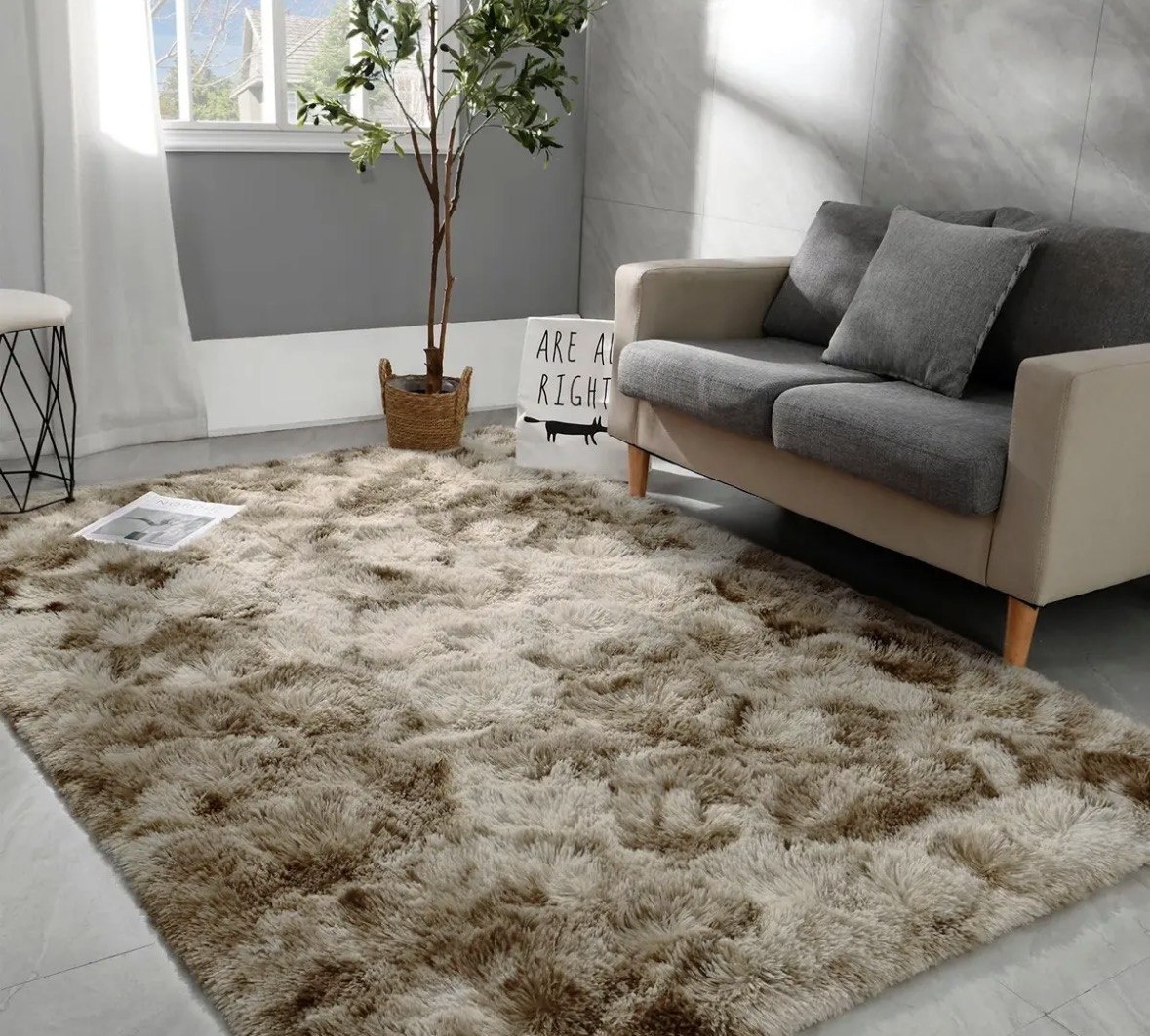Tapete 2,00x1,50 Peludo Felpudo Para Sala e Quarto Cores Cor Bege-mesclado Desenho Do Tecido Pelo Alto Casa Laura Enxovais Tapete Médio Para Sala 2x1,5m, Antiderrapante e Lavável - Bege Mesclado